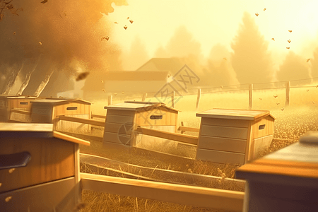 农场养殖蜂蜜平面插图图片
