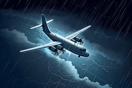 飓风下的飞机3D插图图片