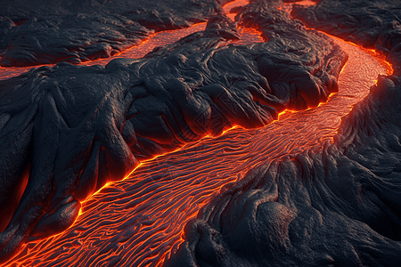 火山流出的熔岩3D概念模型图片