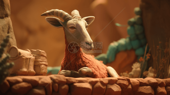 山羊创意3D黏土模型图片