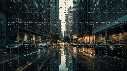 二进制代码未来城市街景背景图片