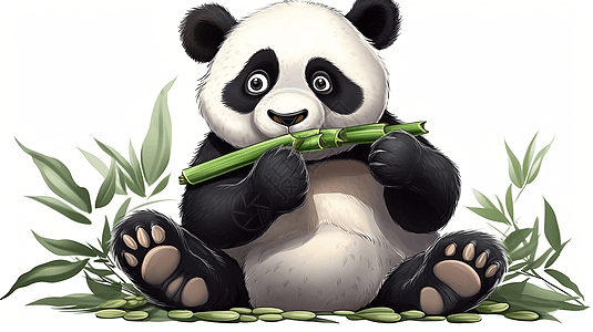 一只吃竹子熊猫图片