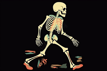 腿骨儿童骨骼模型的插图插画