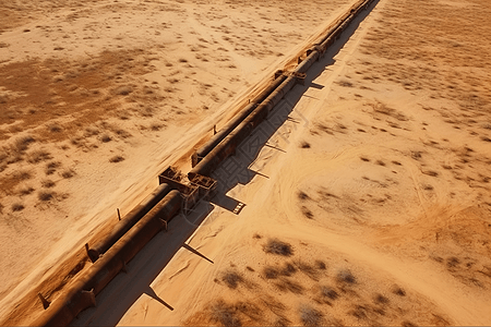 石油输送沙漠里的管道运输设计图片