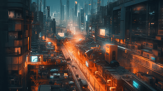 赛博朋克未来派城市概念图图片