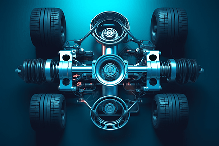 汽车悬架系统的3D概念图图片
