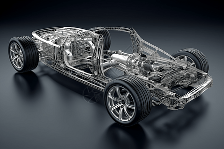 汽车底盘排气系统的3D概念图图片
