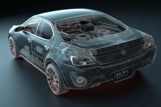 汽车音响系统的3D概念图图片