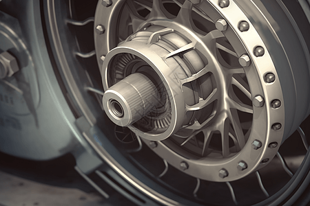 汽车轮毂和制动系统的详细视图图片