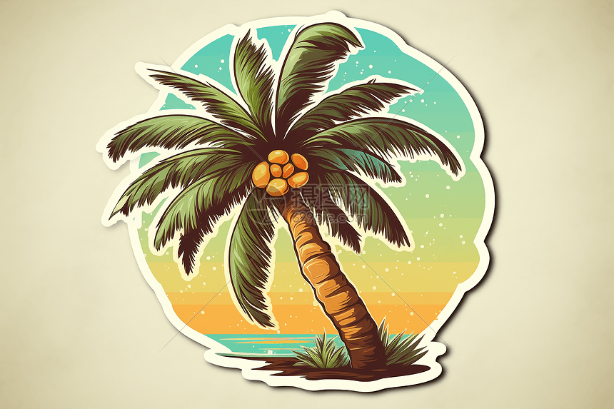 海滩中的棕榈树图片