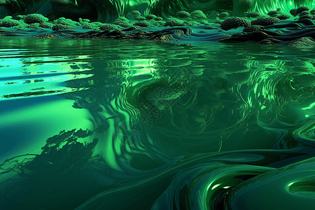 绿色流动的河流图片