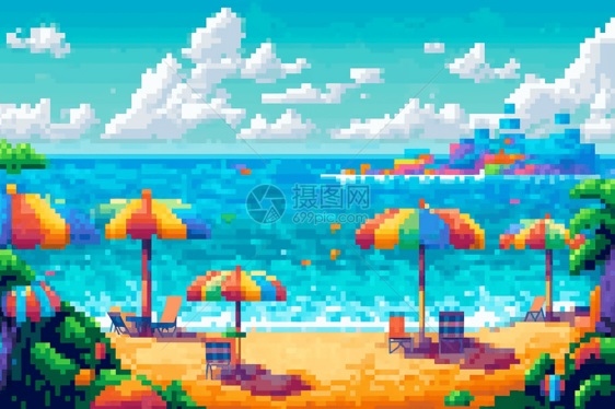 色彩丰富的沙滩场景图片