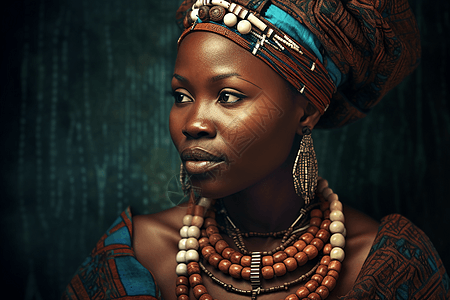 非洲人的部落服装和珠宝图片