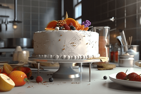 水果奶油蛋糕的图图片