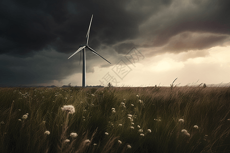 风车草原草原中的风车涡轮机设计图片