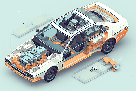 3D渲染汽车结构图图片