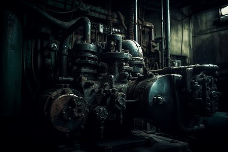 工厂机械设备室特写图图片
