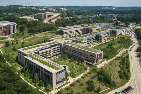 深圳建筑大学校园的俯视图背景