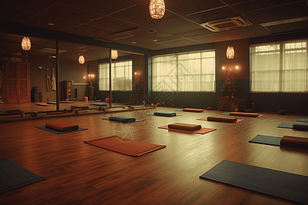 温泉瑜伽舒适的健身室背景