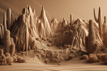 3D粘土沙漠场景图片