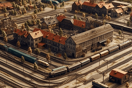 有火车的粘土火车站背景图片