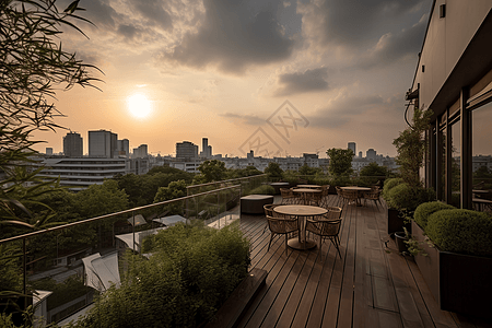 酒店公寓酒店的花园露台背景