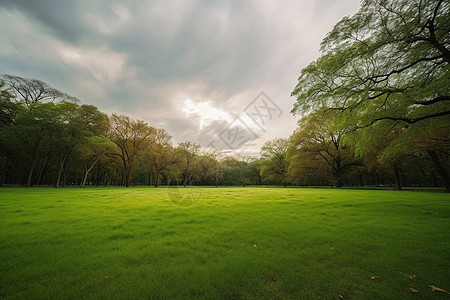 蓝天绿草公共中央公园绿草丛生背景