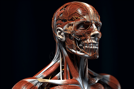 人物面部清晰的肌肉系统图片