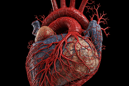 带有红色血管的心脏图片