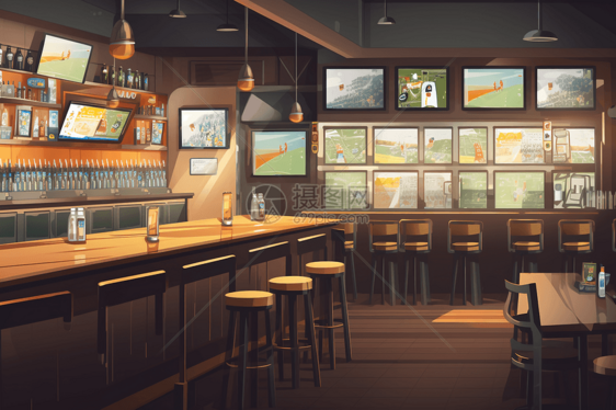 足球运动酒吧创意插图图片