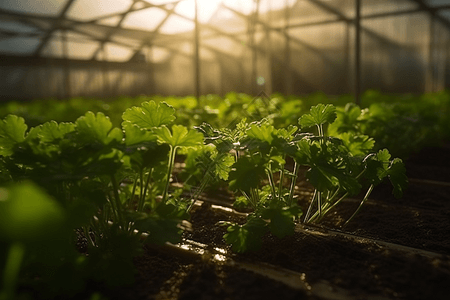 温室蔬菜种植特写图图片