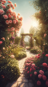 香气四溢的玫瑰园图片