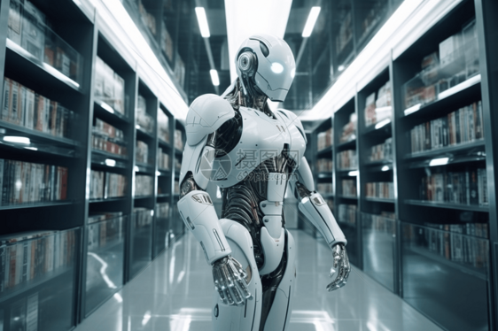 高科技的机器人图书馆图片