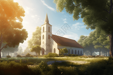 小景观乡村教堂概念图设计图片