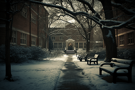 冬季的大学校园图图片