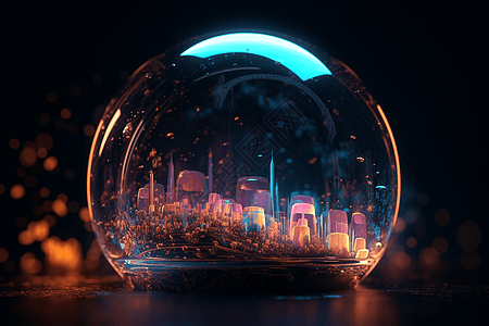 展示气泡里的城市景观图片