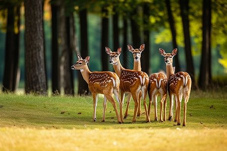棕色小鹿站在森林里图片