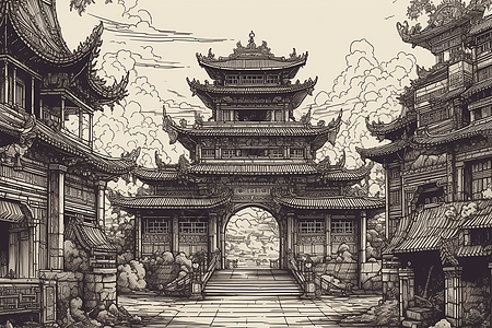 传统中式城门图片