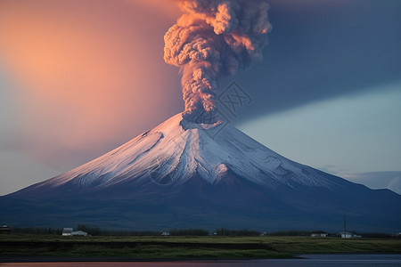 火山灰火山喷发景观背景