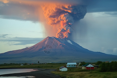 火山灰火山爆发景观背景