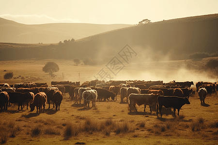 美丽草原上的牛群图片