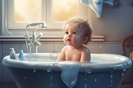 婴儿洗澡视图图片