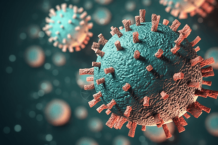 微观世界里的新冠病毒背景图片