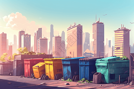 城市的垃圾分类高清图片