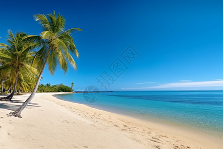 海边椰树海边的金沙海滩和椰树背景