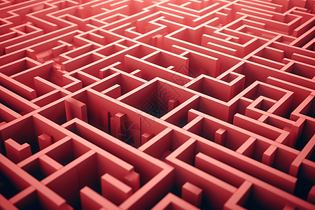 单色视错觉的迷宫3D创意概念图图片