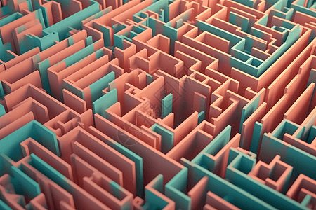 几何设计调色板的迷宫3D概念图图片