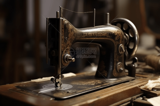 纺织厂老式缝纫机在作业图片