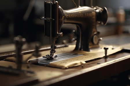 纺织厂老式缝纫机在运行高清图片