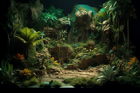 森林的3D黏土模型图片